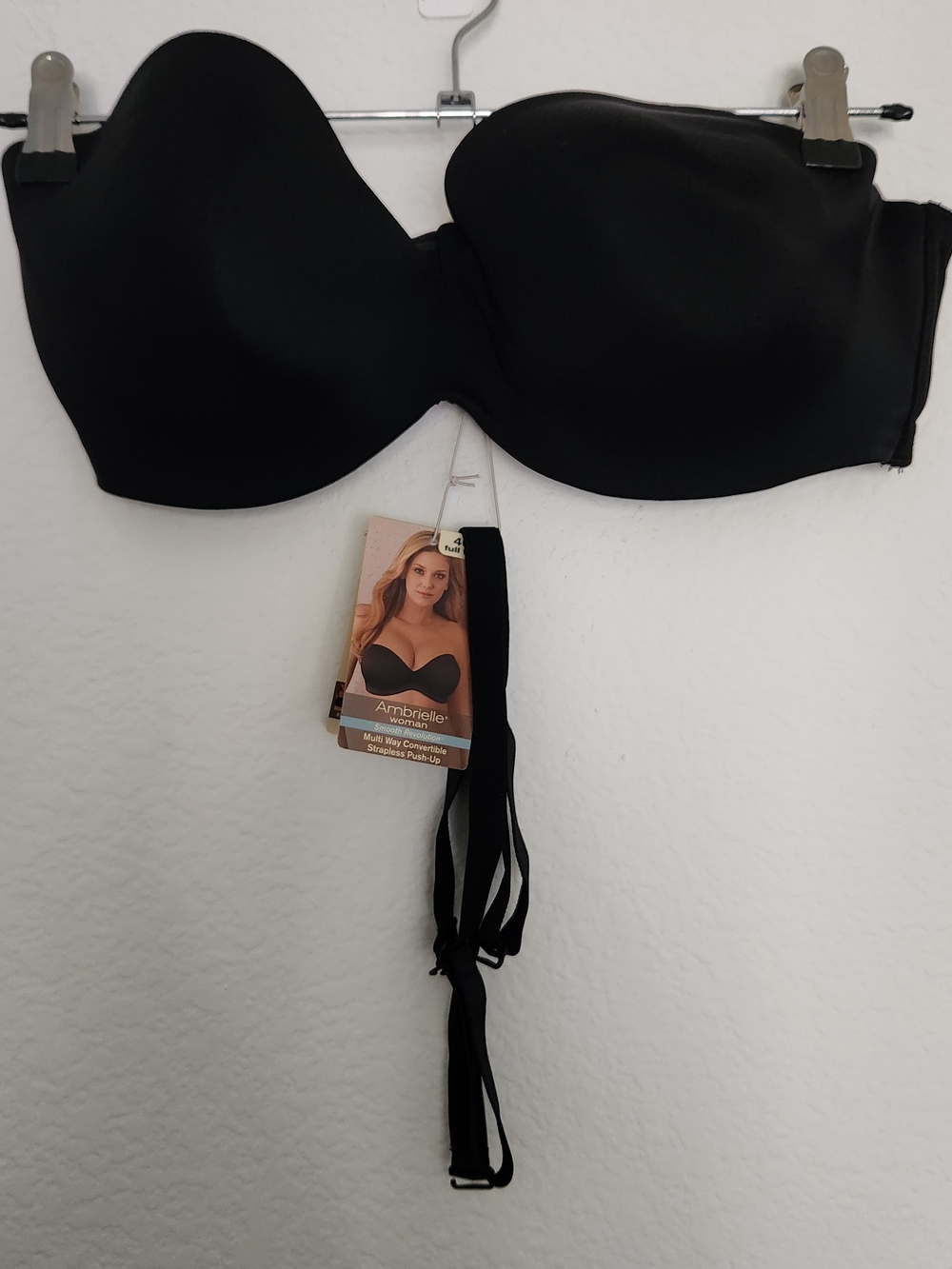 Ambrielle Smooth Revolution Womens Black Multi Way Convertible Pushup Bra 40C